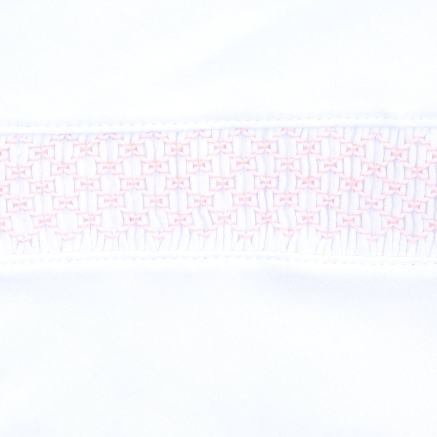Essentials White with Pink Trim Smocked Footie - Tiniboo