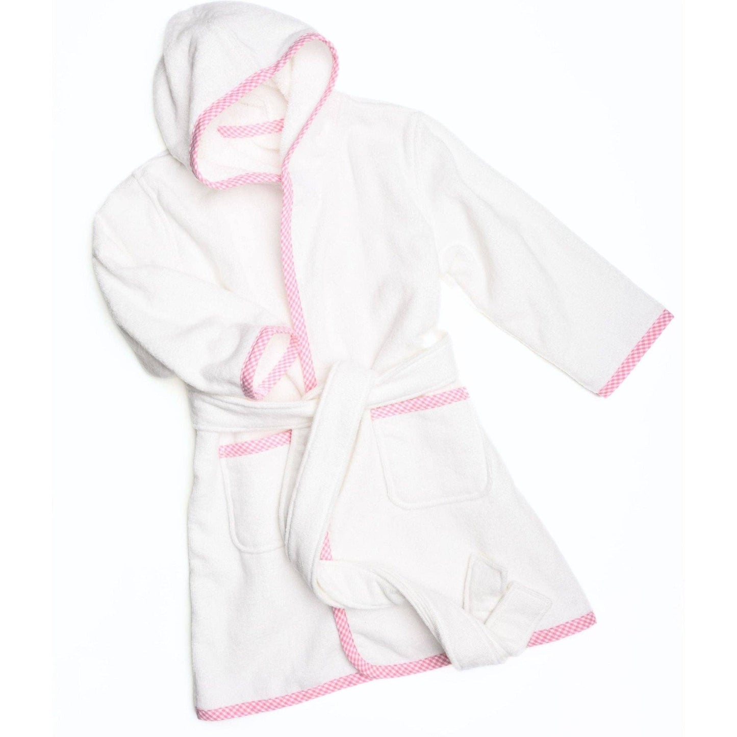 Essentials Pink Gingham Trim Bathrobe - Tiniboo