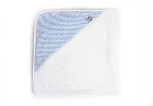 Light Blue Seersucker Hooded Towel - Tiniboo