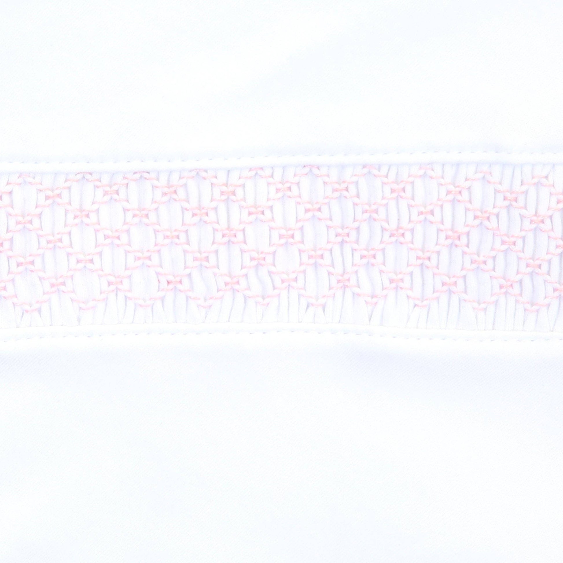 Essentials White with Pink Trim Smocked Footie - Tiniboo