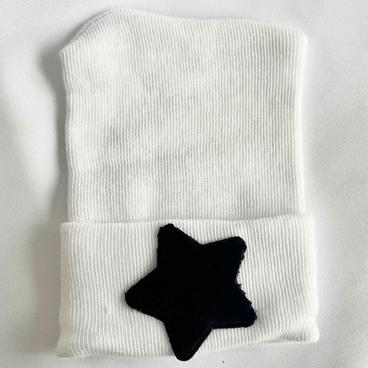 Black Velour Star Hospital Hat - Tiniboo