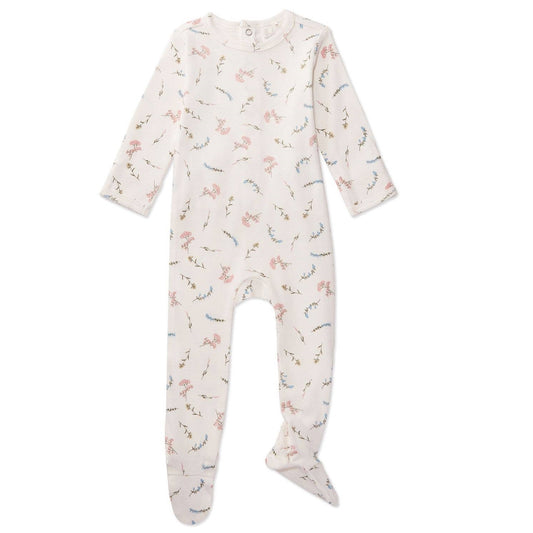 Ribbed Floral Footie with Hand Covers