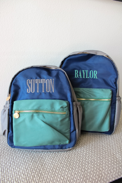 Green, Navy & Green Colorblock Backpack