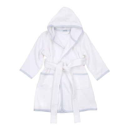 Essentials Light Blue Gingham Trim Bathrobe - Tiniboo