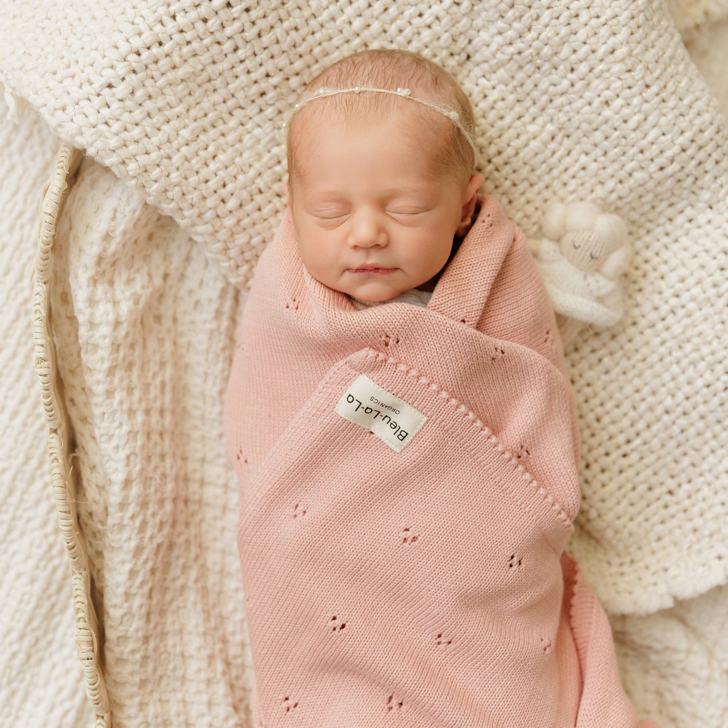 100% Organic Cotton Pointelle Swaddle Receiving Baby Blanket