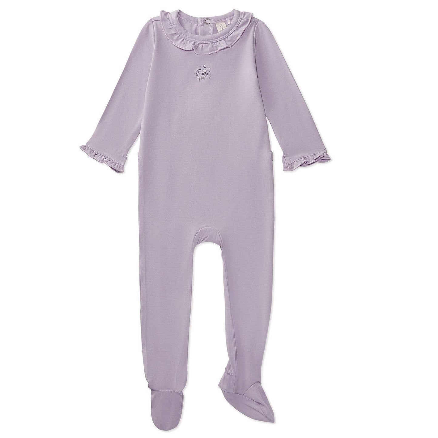 Solid Ruffle Trim Footie