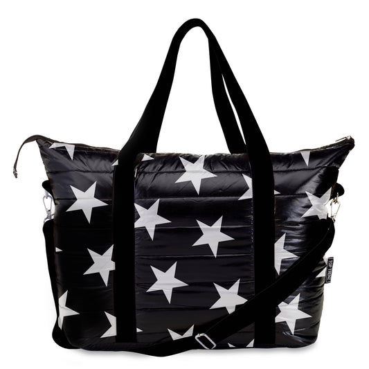 Black Puffer Star Print Tote Bag - Tiniboo