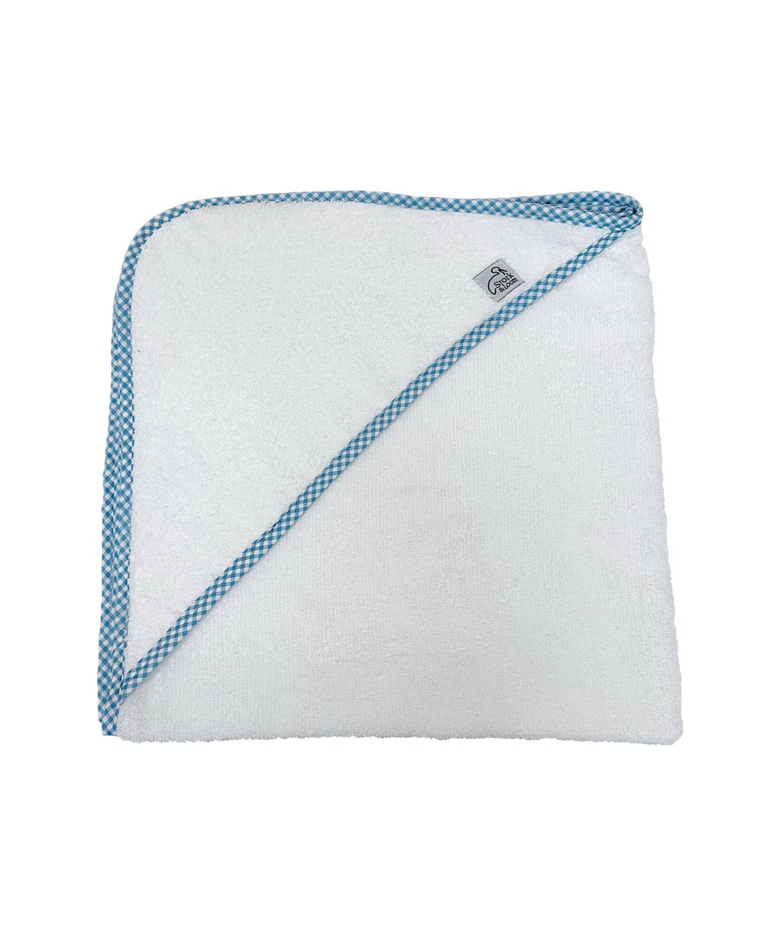 Blue Gingham Trim Hooded Towel - Tiniboo