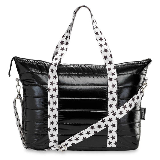 Black Puffer Star Strap Tote - Tiniboo