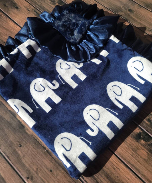 Navy Elephant Baby Blanket - Tiniboo