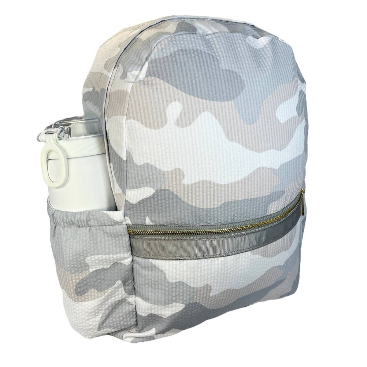 Snow Camo Seersucker Medium Backpack w/ Pocket - Tiniboo