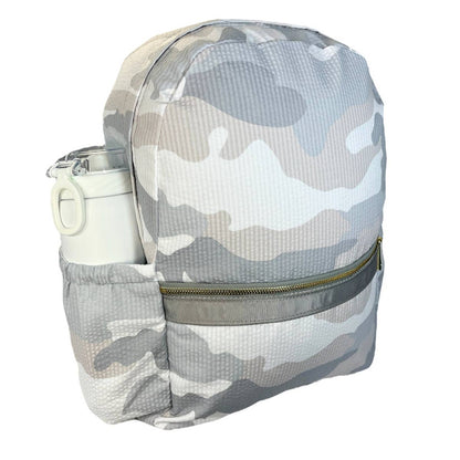Snow Camo Seersucker Medium Backpack w/ Pocket - Tiniboo