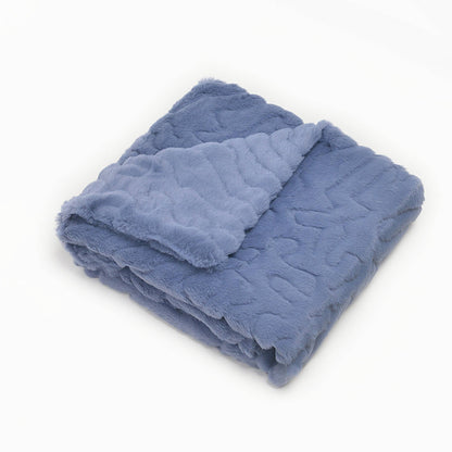 Cuddle Cookie Faux Fur Baby Blanket Solid Blue - Tiniboo
