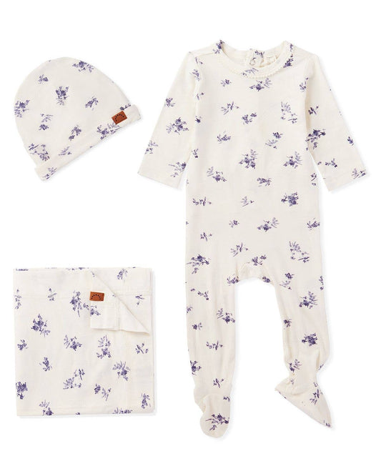 Floral Toile 3 Pc Footie Set - Tiniboo
