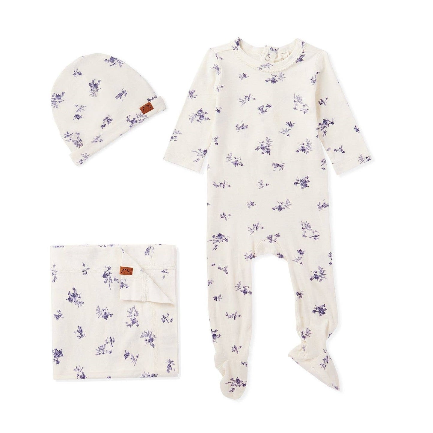 Floral Toile 3 Pc Footie Set