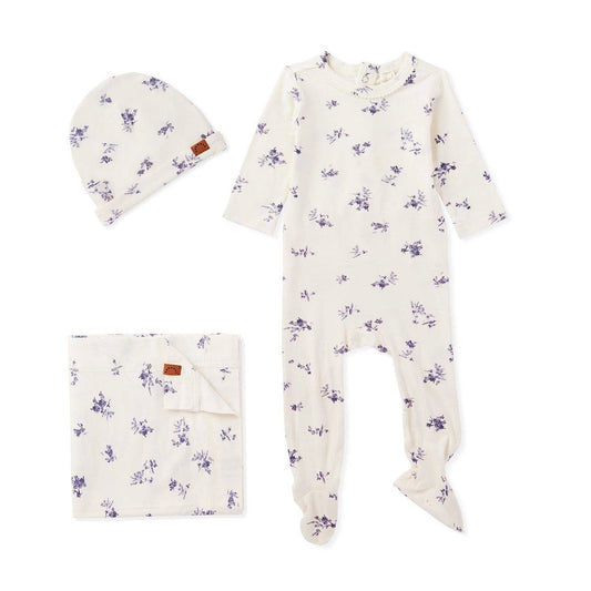 Floral Toile 3 Pc Footie Set