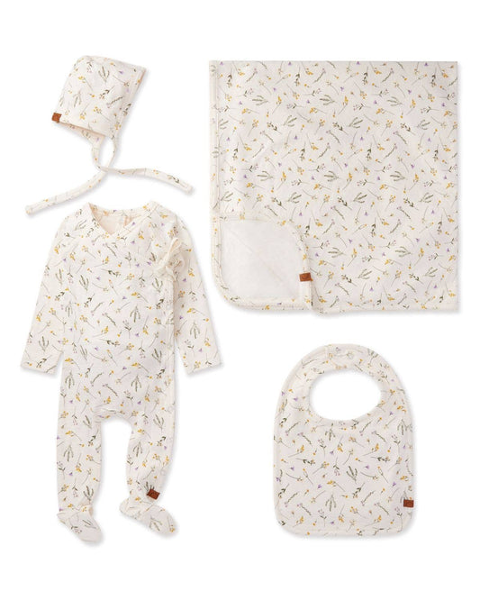 Pretty Petals Pointelle 4 Pc Footie Set - Tiniboo