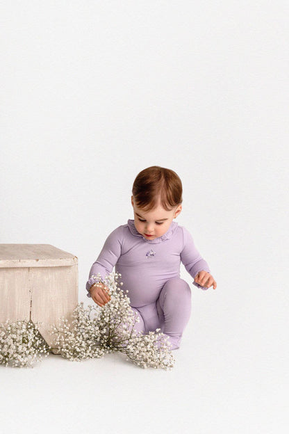 Solid Ruffle Trim Footie - Tiniboo