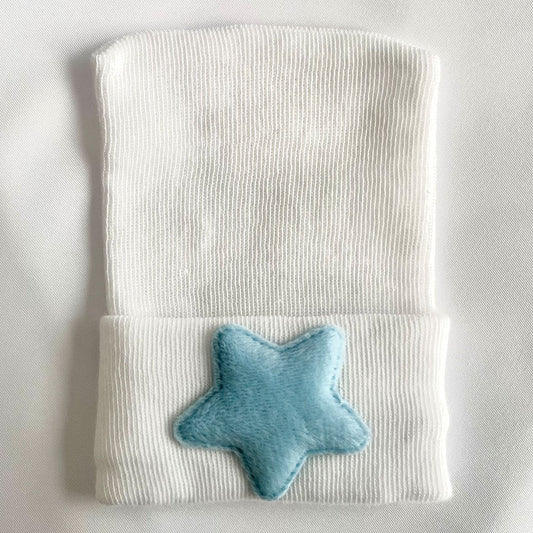 Blue Velour Star Hospital Hat - Tiniboo