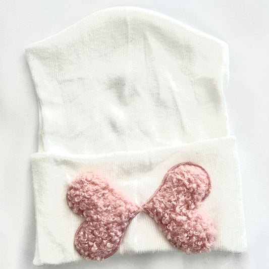 Double Pink Heart Hospital Hat - Tiniboo