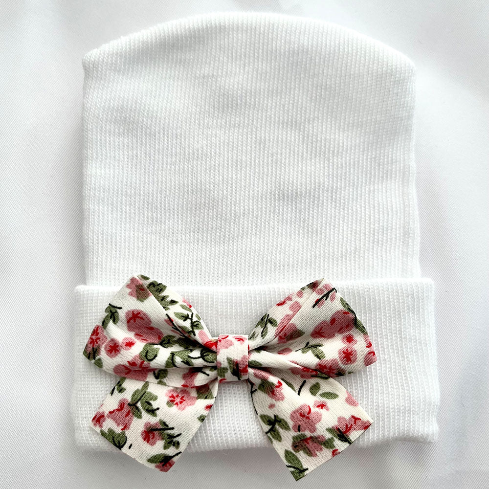 Floral Bow Hospital Hat - Tiniboo