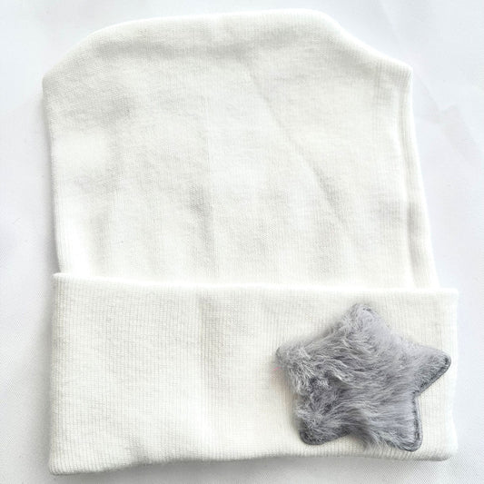 Grey Furry Star Hospital Hat - Tiniboo