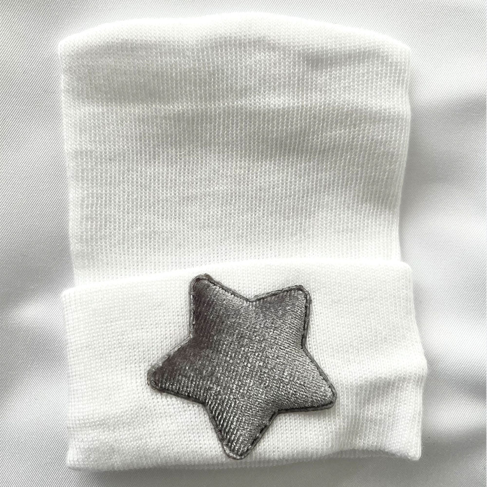 Grey Velour Star Hospital Hat - Tiniboo