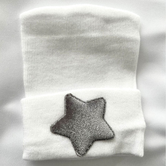 Grey Velour Star Hospital Hat - Tiniboo