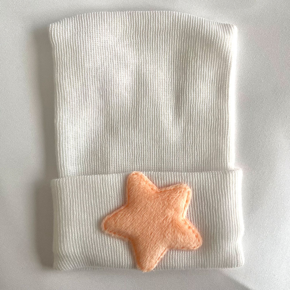 Peach Velour Star Hospital Hat - Tiniboo