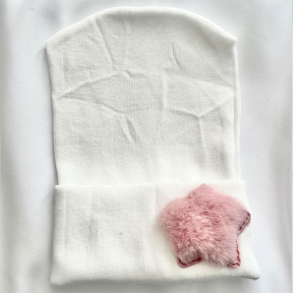 Pink Furry Star Hospital Hat - Tiniboo