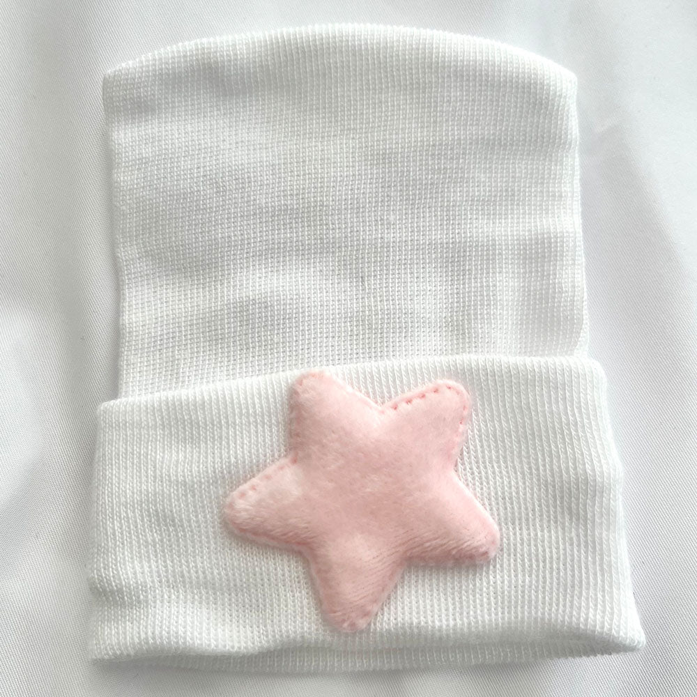 Pink Velour Star Hospital Hat - Tiniboo