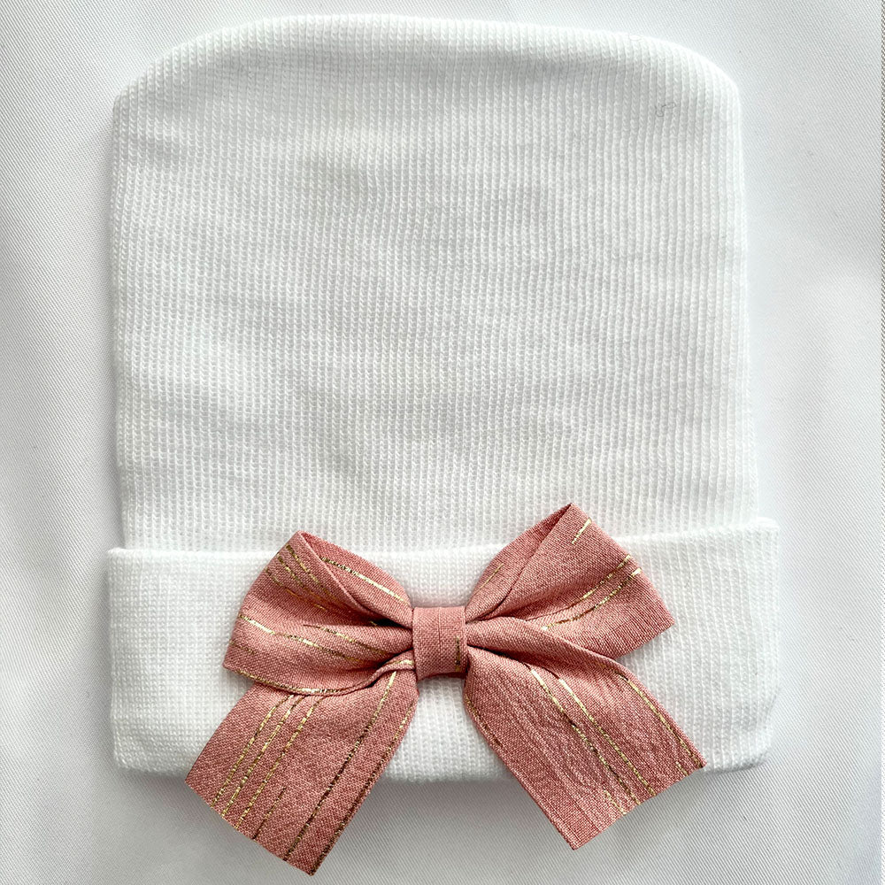 Pink and Gold Bow Hospital Hat - Tiniboo