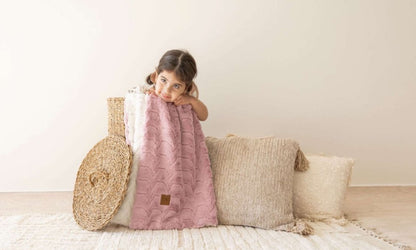 Cuddle Cookie Faux Fur Two Tone Pink/ White Blanket