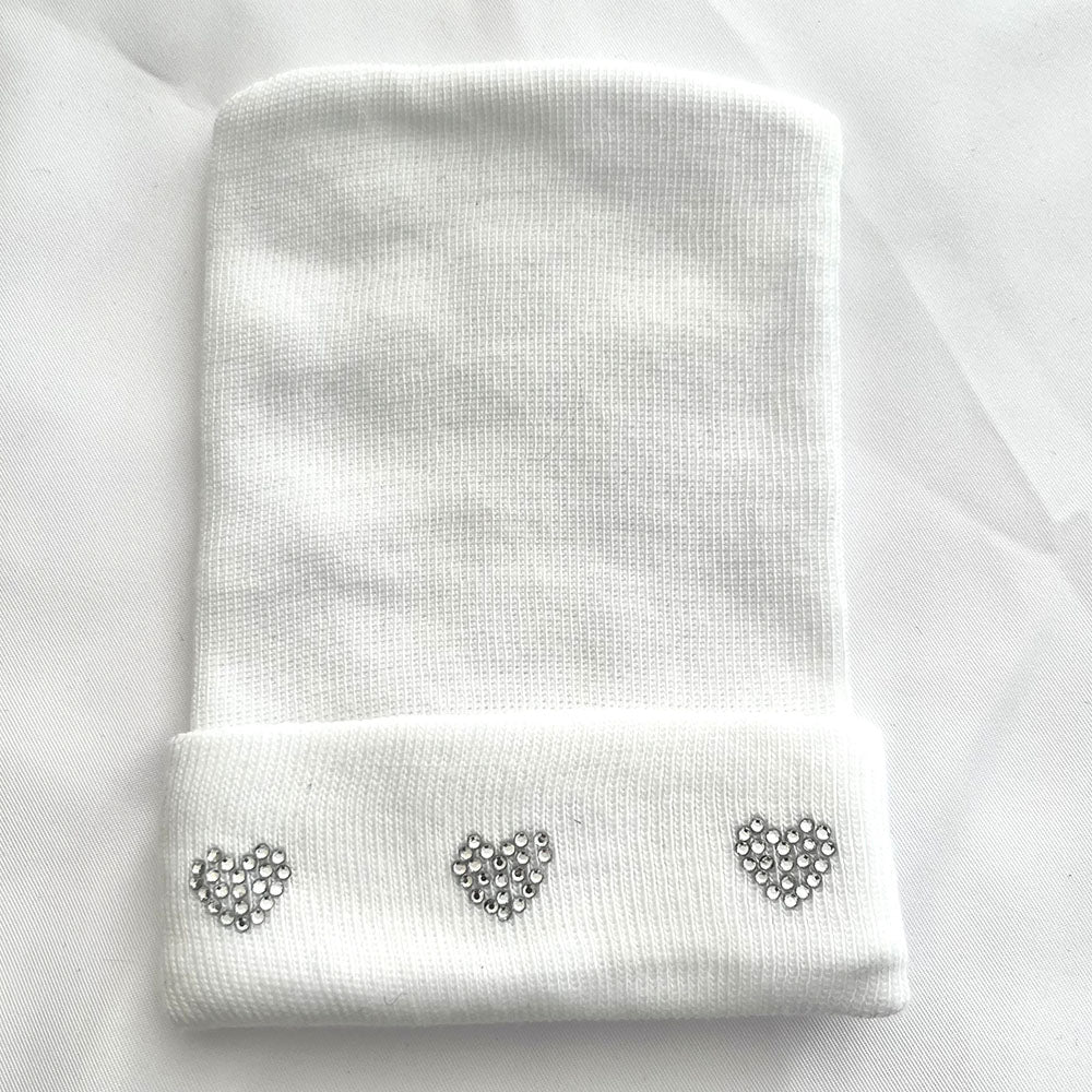 Three Closed Silver Heart Hospital Hat - Tiniboo