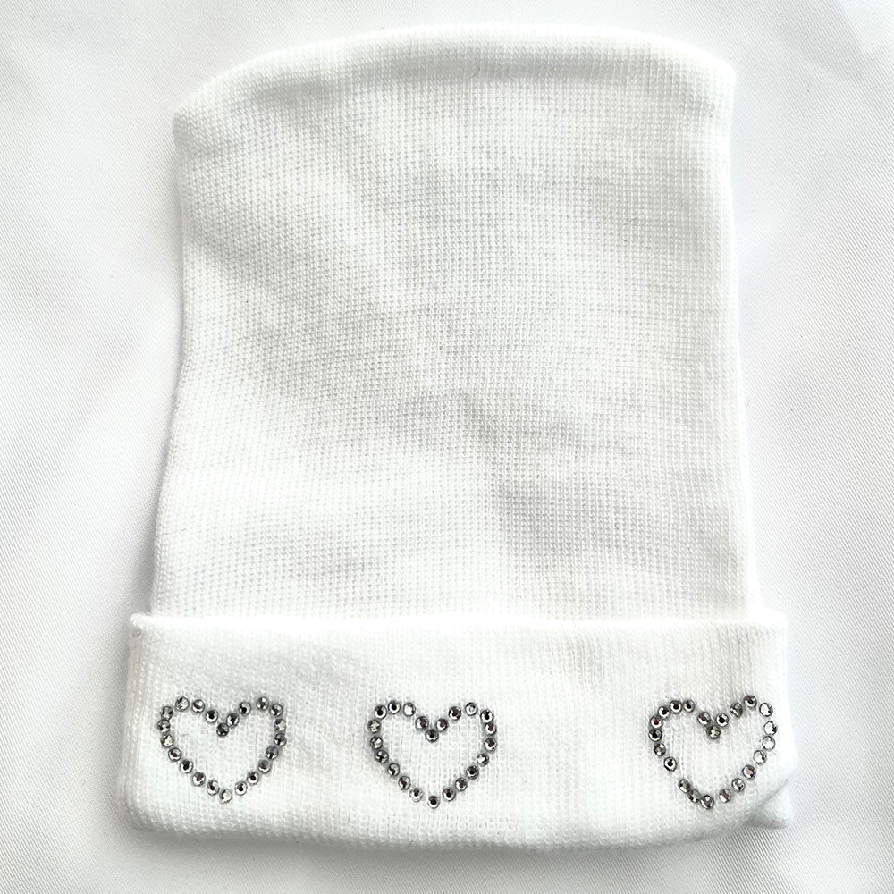 Three Open Silver Heart Hospital Hat - Tiniboo