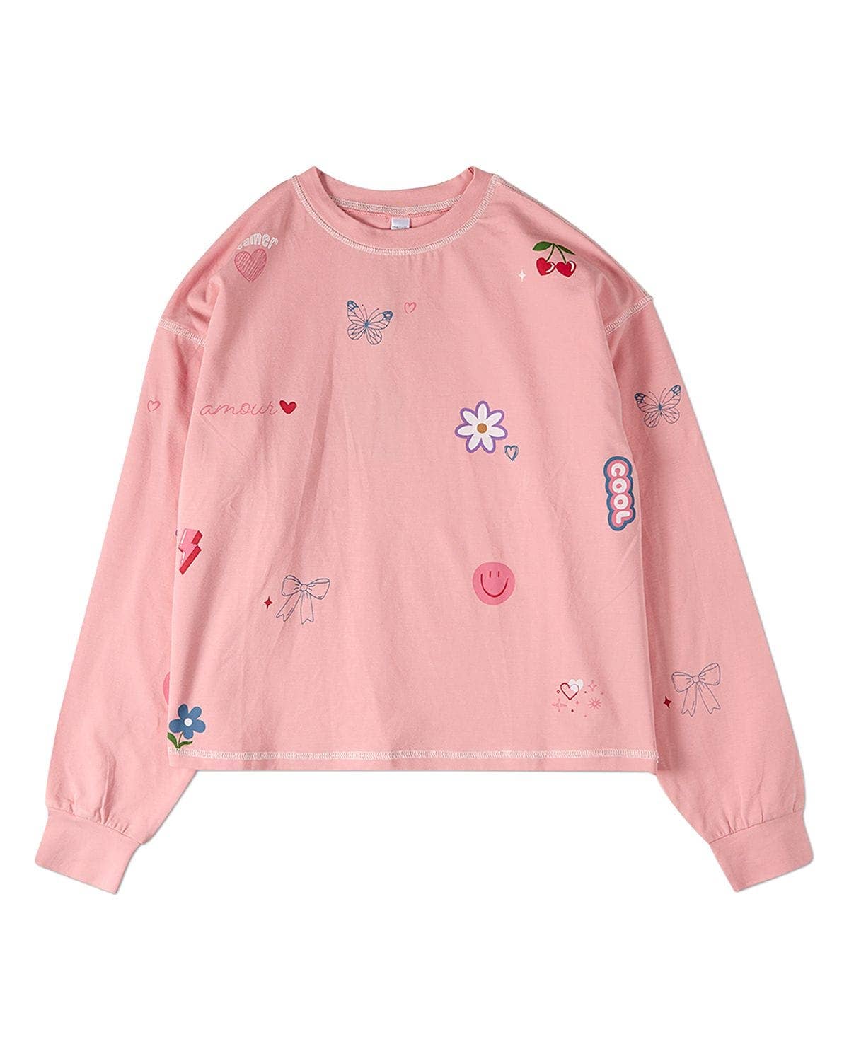 All Over Motif Long Sleeve T-Shirt