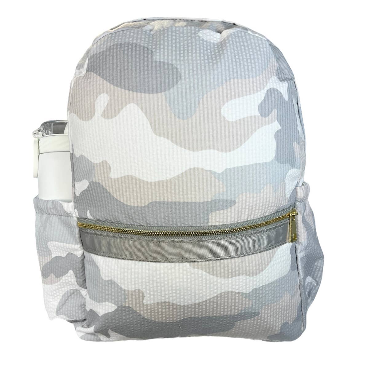 Snow Camo Seersucker Medium Backpack w/ Pocket - Tiniboo